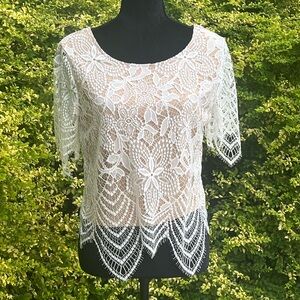 Express Lace Short Sleeve Top